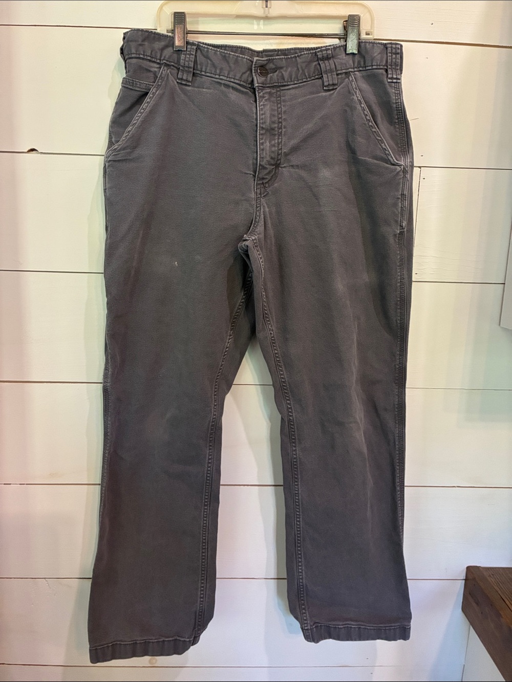 Carhartt Relaxed Fit Rugged Flex Canvas Cargo Work Pants Washed Gray Size 34 30